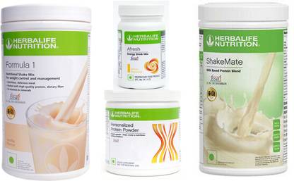 HERBALIFE Formula 1 Vanilla + Protein Powder 200 G + Afresh - Lemon + Shake Mate Protein Shake