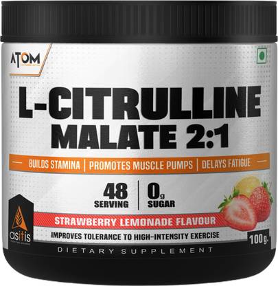AS-IT-IS Nutrition ATOM L Citrulline Malate 2:1-100gms | 48 servings | Strawberry Lemonade Flavour EAA (Essential Amino Acids)
