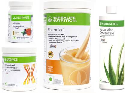 HERBALIFE Formula 1 Orange Flavor+ Protein + Aloe concentrate + Afresh Tulsi Protein Shake