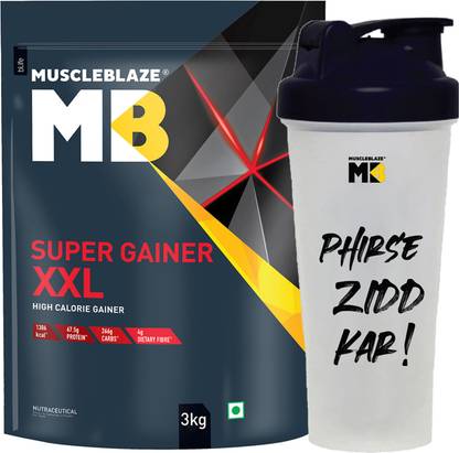 MUSCLEBLAZE Super Gainer XXL, For Muscle Mass Gain with Shaker Whey Protein