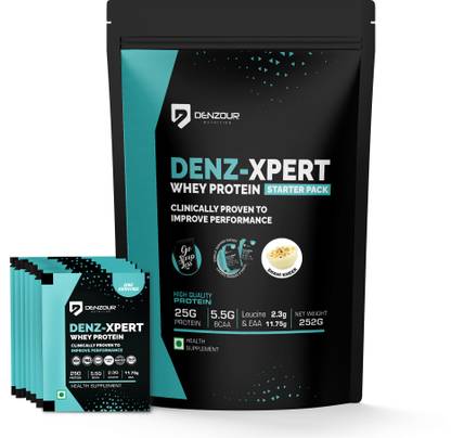 DENZOUR NUTRITION Denz - Xpert Whey Protein | Muscle Growth | 25gm Protein 5.5g BCAA - 7 Sachets Whey Protein