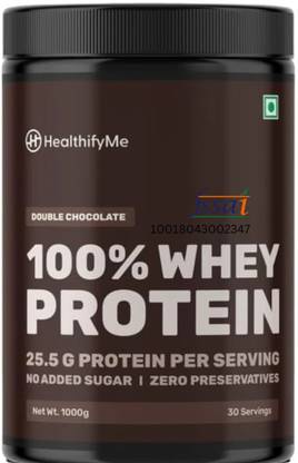 Healthifyme Double Chocolate 25.5gm protein 5.6gm BCAA With Digestive Enzymes No added Sugar Whey Protein