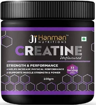 Hanman Nutritions Creatine Monohydrate 100gm (Unflavoured, 100 G, 33 Servings) Creatine