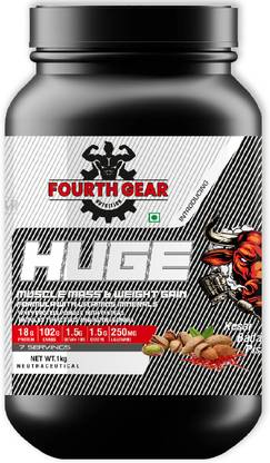 FOURTH GEAR Huge Muscle Mass & Weight Gainer Supplement Powder with DigeZyme Whey Protein