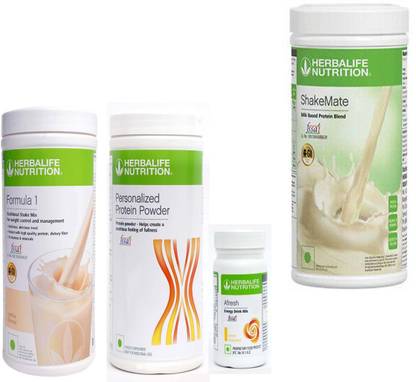 HERBALIFE FORMULA-1SHAKE VANILLA-+PROTEIN POWDER -400 +AFRESH -GINGER-50- +SHAKEMATE Protein Shake