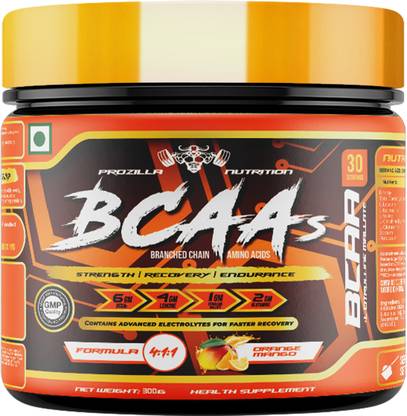 Prozilla Nutrition Branched Chain Amino Acids, 6gm BCCAs (300g, Orange Mango) BCAA