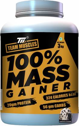 TEAM MUSCLES Mass Gainer 3 Kg (Cream & Cookies) Weight Gainers/Mass Gainers