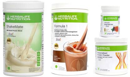 HERBALIFE Formula 1 Shake Chocolate +Protein Powder 200 Gram + Afresh - Tulsi + Shake Mate Protein Shake