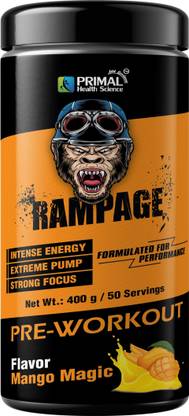 PRIMAL HEALTH SCIENCE Rampage Pre-Workout | 50 Servings | Boosts Energy, Endurance & Pump. Pre Workout