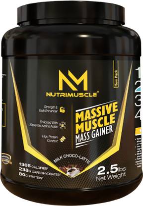 NUTRIMUSCLE Massive Muscle Mass Gainer Choco Latte Flavour for Mass & Muscle Gain Weight Gainers/Mass Gainers