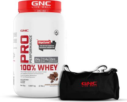 GNC Pro Performance 100% Whey Protein Powder & Gym bag Whey Protein