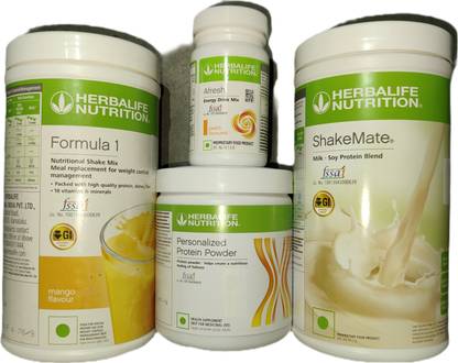HERBALIFE Formula 1 Mango + Protein Powder 200 G+ Shake Mate + Afresh - Peach Protein Shake