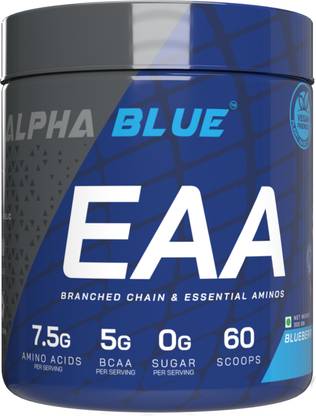 ALPHABLUE EAA Supplement With 7500mg Amino Acids, 5000mg BCAA, ZERO Sugar | Anti-Catabolic EAA (Essential Amino Acids)