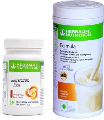 HERBALIFE Formula 1 Shake Mix - Banana Flavor With Energy Drink -Cinnamon Flavor Plant-Based Protein