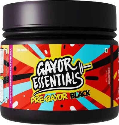 gayor essentials Pre Gayor Black | Pre-Workout, 200mg L-Theanine,300mg Caffeine,52 Servings Pre Workout