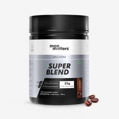 Man Matters Super Blend Whey Isolate Protein Powder | 25g Whey Protein |27 Vitamins &Omega 3 Whey Protein