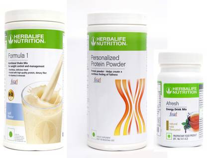 Herbalife Nutrition FORMULA-1SHAKE KULFI-500GM+PP-400GM+AFRESH TULSI-50 GM Whey Protein