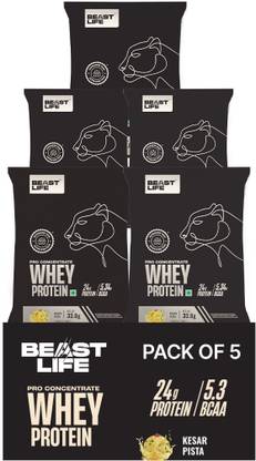 BeastLife Pro Concentrate 100% Whey Protein | 5 Sachet Travel Pack (5x33.8g) Whey Protein