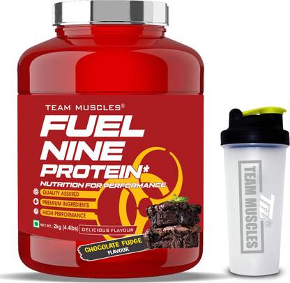 TEAM MUSCLES TM Fuel Nine whey Protein With Shaker (Chocolate Fudge) Whey Protein