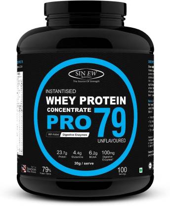 SINEW NUTRITION Raw Whey Protein Concentrate Pro 79% with Digestive Enzymes, 3Kg (Unflavoured) Whey Protein