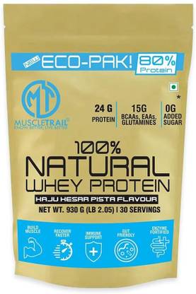 Muscle Trail 100% Natural Whey Protein| New Launched ECO Pack (930g,30 Servings) Whey Protein