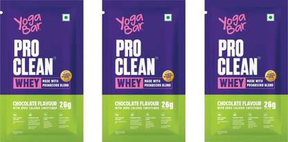 Yogabar Whey Protein Isolate + Concentrate|Chocolate 105g|26g Protein/Scoop|35g x 3 Whey Protein