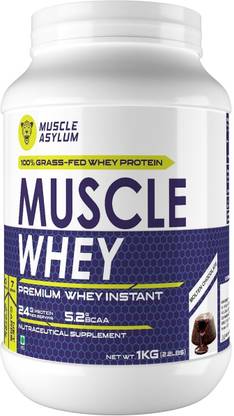 Muscle Asylum Muscle Whey 100%, 24g Protein, 5.2 Bcaa - (25 Servings) - 1 Kg (2.2Lbs) Whey Protein