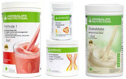 HERBALIFE Formula 1 Strawberry + Protein Powder 200 Gram + Afresh Lemon + Shake Mate Protein Shake