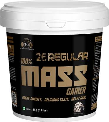 26INCHES NUTRITIONS INC Regular 100% Mass Gainer 3 Kg (Cream & Cookies) Weight Gainers/Mass Gainers