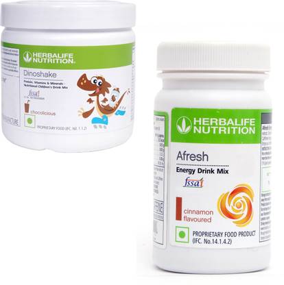 HERBALIFE CHILDREN HEALTH DINOSHAKE CHOCOLATE FLAVOUR +AFRESH CINNAMON SET OF 2 PCS Plant-Based Protein