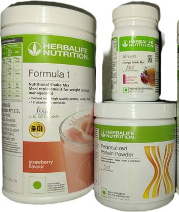 Herbalife Nutrition F1 Shake Strawberry + Protein Powder 200 G + Afresh - Kashmiri Kahwa Protein Shake
