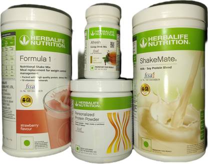 Herbalife Nutrition Formula 1 Strawberry + Protein Powder 200 G+ Shake Mate + Afresh - Tulsi Protein Shake