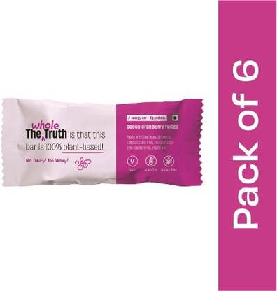 The Whole Truth Cocoa Cranberry Fudge | Pack of 6 x 40g | Energy Bars
