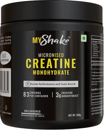 MYSHAKE Micronised Creatine Monohydrate | Rapid Absorption,Boost Performance | 100% Pure Creatine