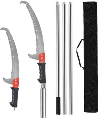 Probero Manual Tree Pruning Pole Saw 118 Inch Extendable Tree Trimmer 118 Inch Extendable Pole Saw Manual Tree Trimmer with 3 Steel Poles and Hook Bypass Pruner