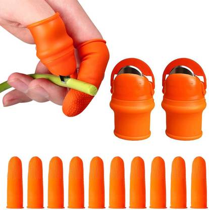 HANNEA 2 Pc Silicone Knife Set Silicone Thumb Gardening Tool Set for Harvesting and Fruit Picking 2 Pieces