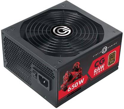 CIRCLE SMPS Gaming APFC Modular 80 Plus with Hydraulic Long-Life Sleeve with 140 mm Fan 650 Watts Gaming PSU with 5 SATA Cables