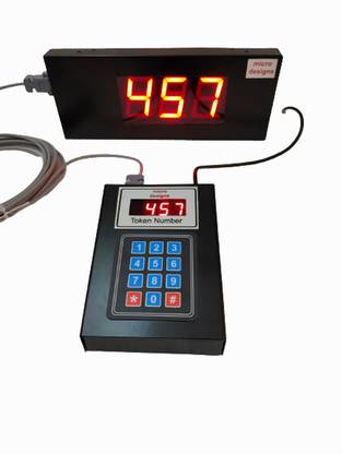 microdesigns 3-Digit Token Display System Ding Dong Bell sound for Doctor, Service center Indoor PA System