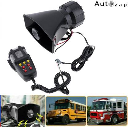 Autozap Car 7 Tone Sound Siren Horn with Mic PA Speaker Car System 100W Outdoor PA System