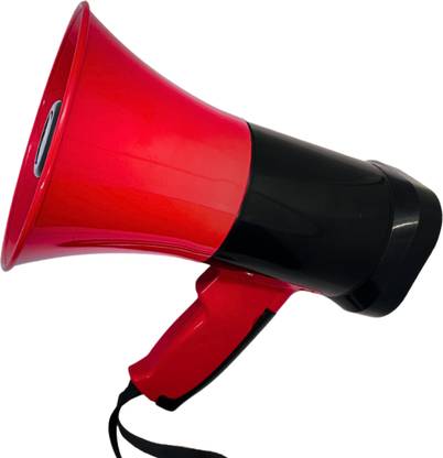 FXI Megaphone Speaker, USB Memory Card Input For Announcing Talk Record Play, Siren Handheld Loudspeaker Bluetooth Megaphone (Black-Red) Indoor, Outdoor PA System