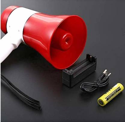 KH 30 Watts Handheld Megaphone with Recorder USB and Memory Card Input for Announcing; Talk; Record; Play; Siren; Music with Battery and Charger megaphone-001 Outdoor PA System