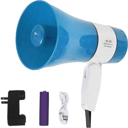 RENMAX Rechargeable Portable Megaphone Foldable Handle Speaker Horn with Bluetooth/USB & Voice Assistance Outdoor PA System