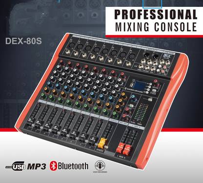 Amrit Audio 8 Channel Mixer Sound Mixing Console with Bluetooth,Usb,fx, recording Indoor, Outdoor PA System