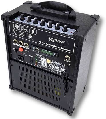 Superior ™C-30 Professional Guitar Amplifier, Portable Cube Amplifier with UHF Cordless Mic ,Karaoke,40 Watts RMS,Bluetooth Indoor, Outdoor PA System