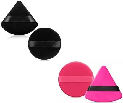 WECHARMERZ 2 Pieces Powder Puffs Triangle 2Pcs Round Washable Reusable Soft Makeup Sponge