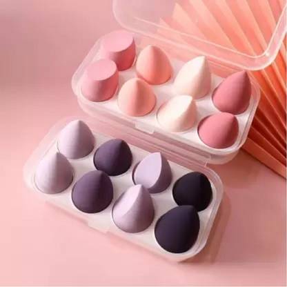UNNTEESH multicolour cosmetic Blender Sponge 8 Pcs in A Storage Box ,Makeup Cosmetic Puff