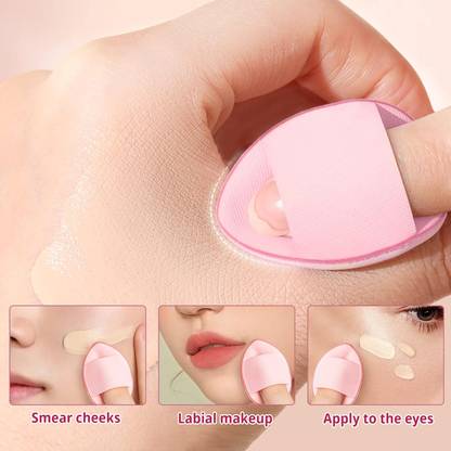 Gonegal 1 Pcs Finger Powder Puff Band Handle Makeup Blender Sponge Ultra Soft
