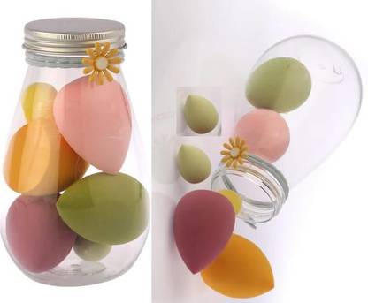 Beautiflame Makeup Sponge 7pcs Puff Set With jar 4 Big +3 Small