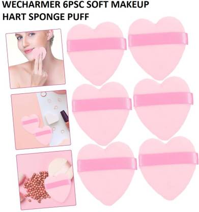 WECHARMERZ 6Pcs Powder Puffs for Face Powder, Heart Shape Makeup Puff