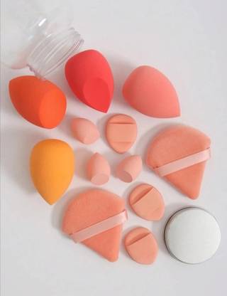 My Colors 12pcs 4 Blenders,3Mini Blenders,3Mini Finger puff,2 triangle puff & Storage JAR